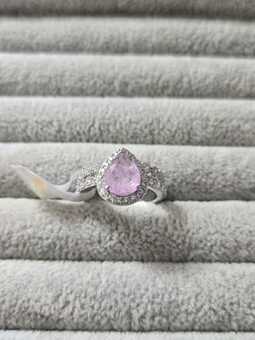 New Size 7 Purple Kunzite Fused with Genuine Quartz Rhodium Plating Bomb Party R